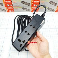 Ổ Cắm Điện 3 Lỗ 2200W Lõi Sứ Chịu Nhiệt Màu Đen 3K3 3k5 SOPOKA