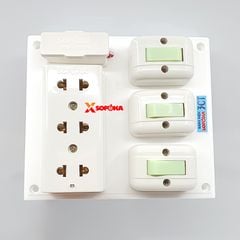 Bảng Điện Táp Lô 3 Công Tắc 3 Ổ Cắm Có Cầu Chì 3CT SOPOKA