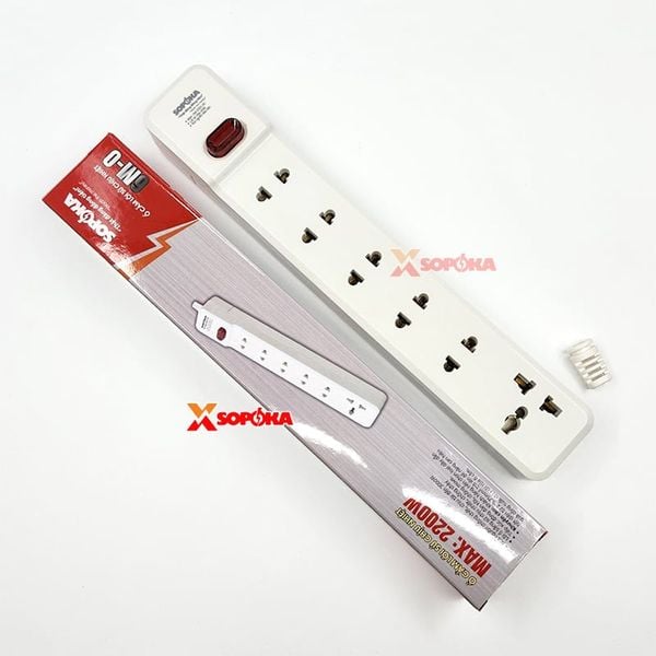 Ổ Cắm Điện 6 Lỗ 2200W Lõi Sứ Không Dây Có Công Tắc 6M-0 SOPOKA
