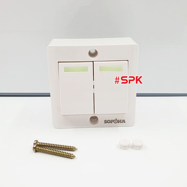 Công Tắc Đôi SOPOKA E2S – Chống Cháy, Có Dạ Quang, 5A 220V