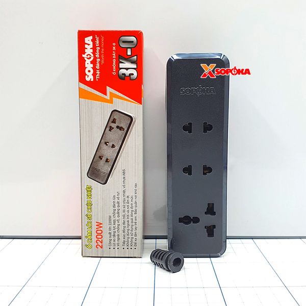 Ổ Cắm Điện 3 Lỗ 2200W Lõi Sứ – Không Dây 3K-0 SOPOKA