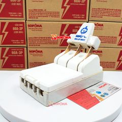 Cầu Dao Điện Đế Sứ 3 Pha 3P Cực Đúc Màu Trắng 60A 600V D11 SOPOKA