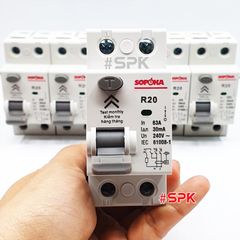Aptomat Chống Giật RCCB 32A / 40A / 50A / 63A 1 Pha 2P 30mA Cấu Dao Chống Rò 2 Cực SOPOKA