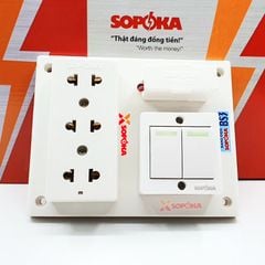 Bảng Điện 2 Công Tắc 3 Lỗ Cắm Có Cầu Chì BS3 SOPOKA