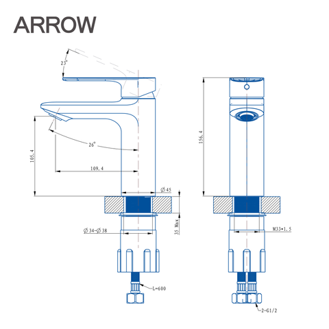 Vòi lavabo nóng lạnh Arrow AMP1155CP