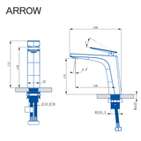 Vòi lavabo nóng lạnh Arrow AMP11856LF90