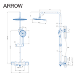 Ảnh bản vẽ kỹ thuật Vòi sen cây nóng lạnh Arrow AD3318HGGW