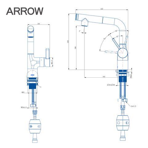 Vòi lavabo nóng lạnh Arrow AMP11876CP