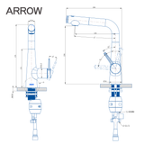 Ảnh bản vẽ kỹ thuật vòi lavabo nóng lạnh Arrow AF4166CP