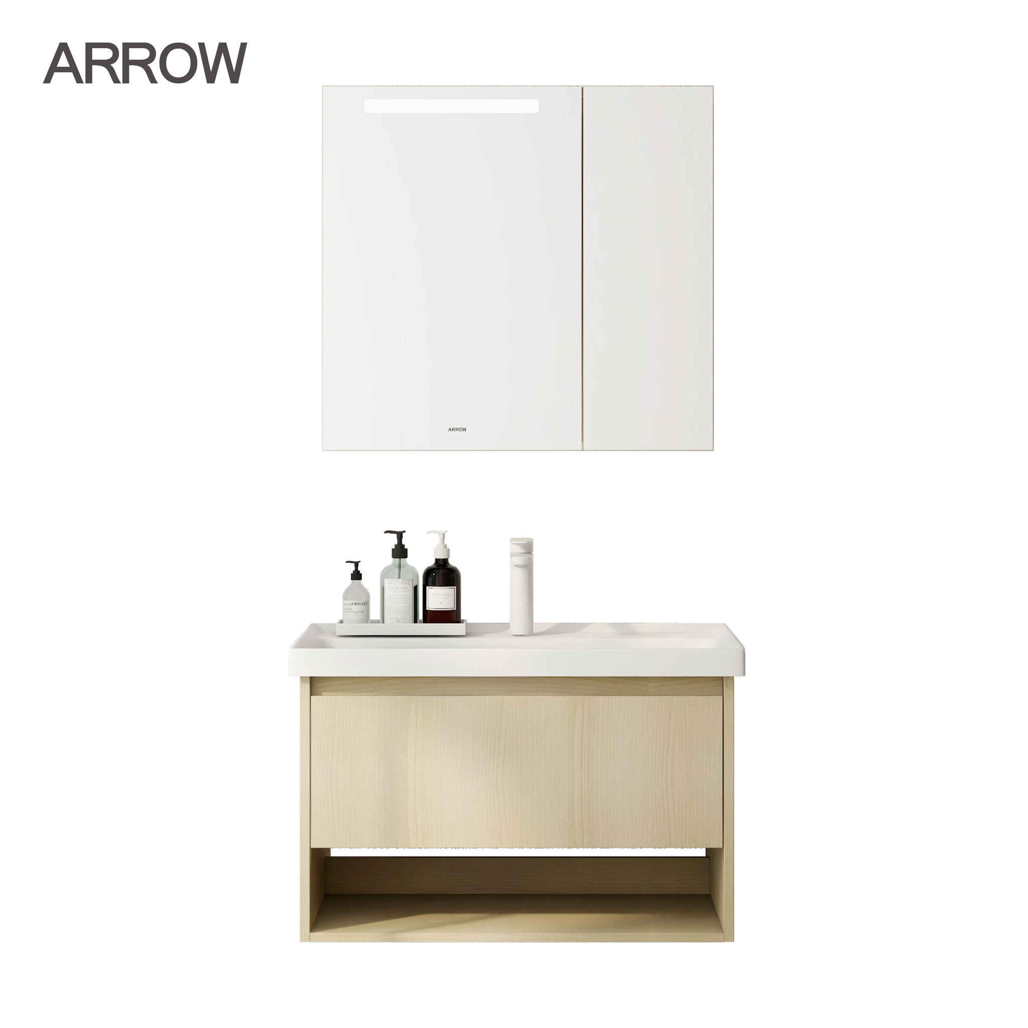 Bộ Tủ Lavabo Arrow ADGMD8G3368-DJB/AP3368 và Tủ Gương Arrow AMJD8G3368-DJB