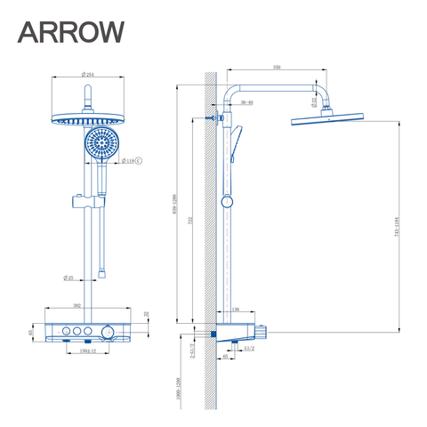 Vòi sen cây nóng lạnh Arrow AMG13SH877SCP