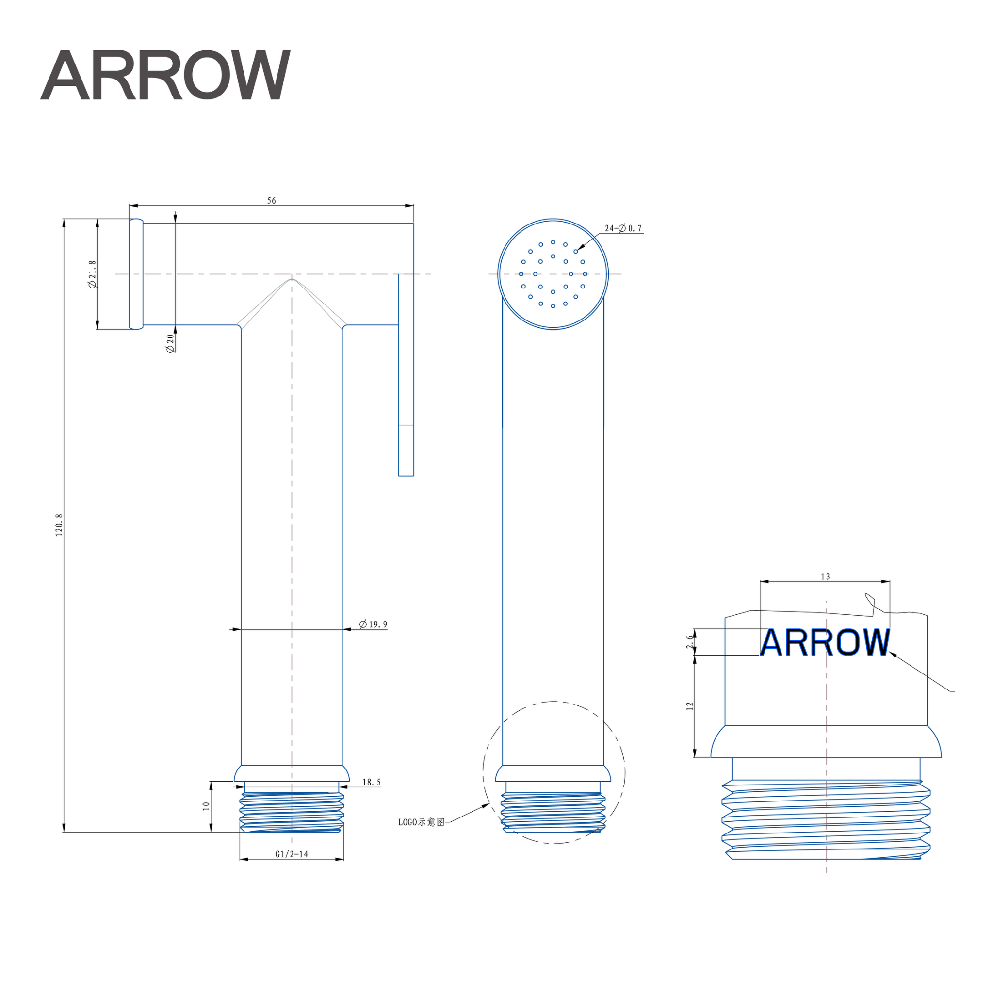 Tay cầm vòi xịt vệ sinh Arrow AHQ53002CP