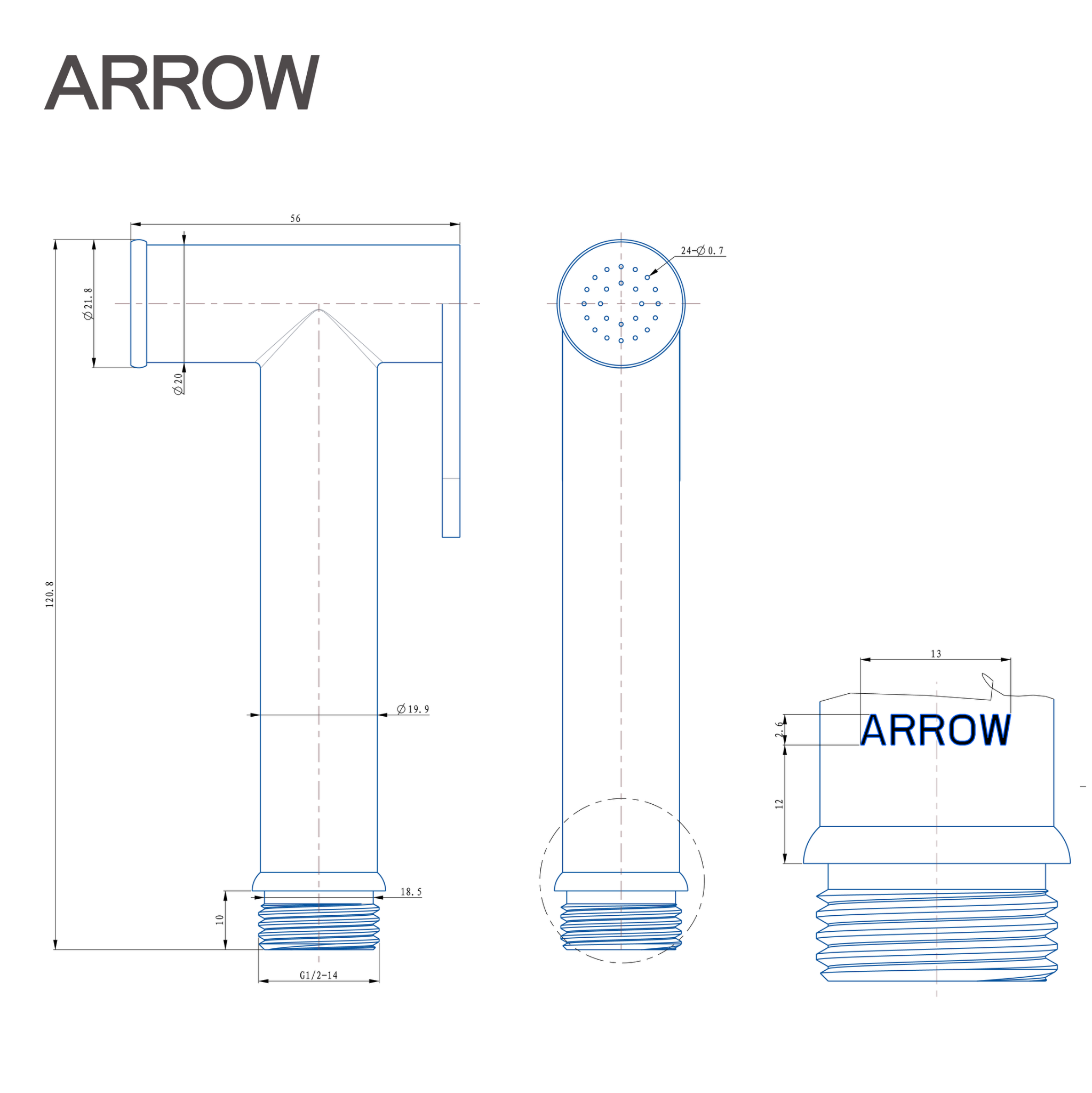 Tay cầm vòi xịt vệ sinh Arrow AHQ53002MB