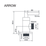 Ảnh bản vẽ thiết kế vòi lavabo lạnh Arrow AHGQ35002MCP