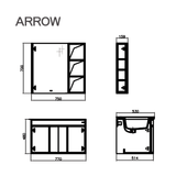 Bộ Tủ Lavabo Arrow ADGMD8G31020F-PM/AP31020F và Tủ Gương Arrow AMJD8G31020F-PM