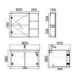 Bộ Tủ Lavabo Arrow ADGMD8G4035WF-DJB/ADGMD8G4035WF-DJB và Tủ Gương Arrow AMJD8G4035WF-DJB