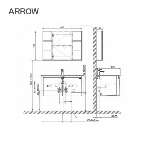 tu-guong-lavabo-arrow-ADGMD9G4035WF-DJB/ADGMD9G4035WF-DJB