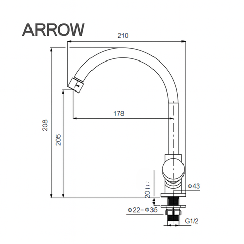 Vòi bếp nóng lạnh Arrow AHCY45013CP