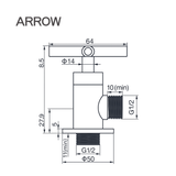 Ảnh bản vẽ kỹ thuật vòi lavabo lạnh Arrow AHGQ35001MCP