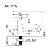 Ảnh bản vẽ kỹ thuật vòi lavabo lạnh Arrow AHMP41001DCP