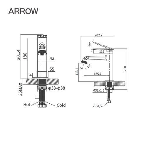 voi-lavabo-nong-lanh-arrow-AMP11855LF90
