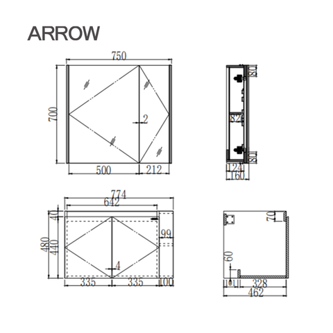 Bộ Tủ Lavabo Arrow APGMD8G3328-A/AP3328 và Tủ Gương Arrow AMYJD8G3328-A