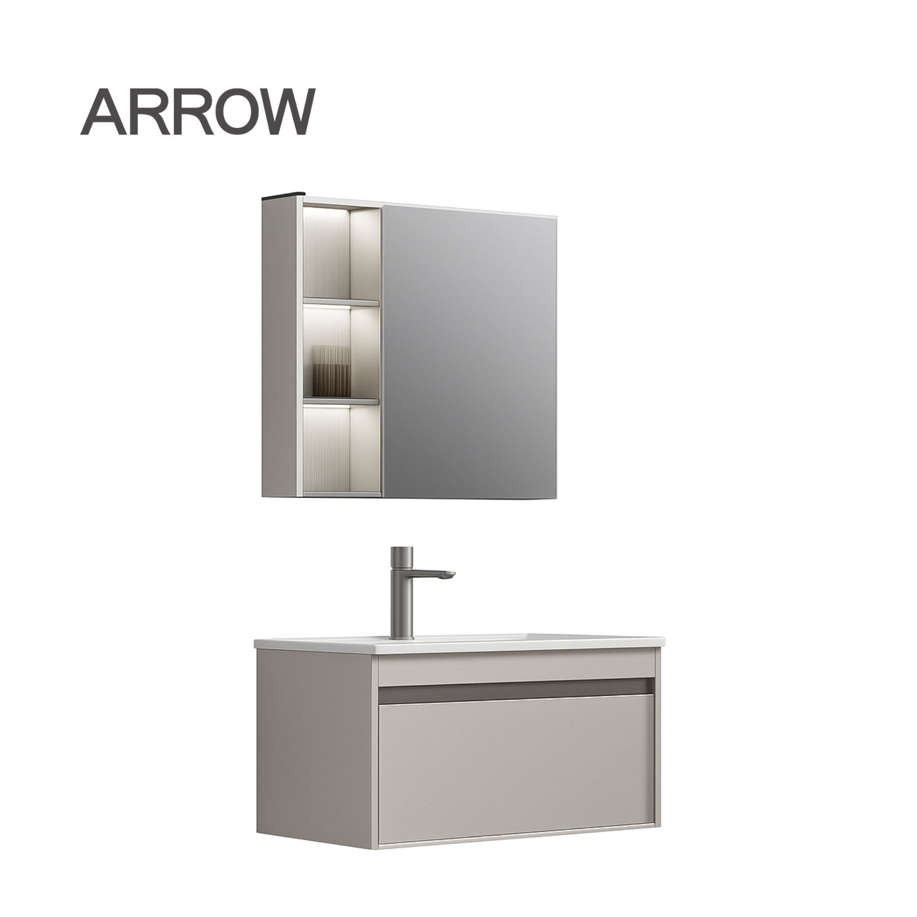 Bộ Tủ Lavabo Arrow APGMD8G31008F-RX/AP31008F và Tủ Gương Arrow AMYJD8G31008F-RX
