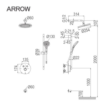 Vòi sen âm tường nóng lạnh Arrow ARQ12H852AU1GGP-1