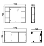 Bộ Tủ Lavabo Arrow ADGMD10G31008H-CY/AP31008H và Tủ Gương Arrow AMJD10G31008H-CY
