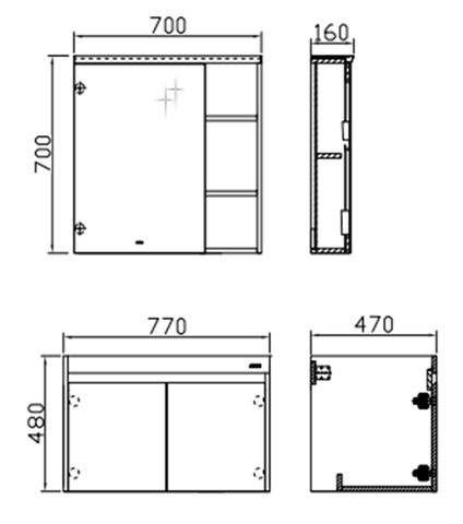 Bộ Tủ Lavabo Arrow ADGMD8G31008F-HF/AP31008F và Tủ Gương Arrow AMJD8G31008F-HF