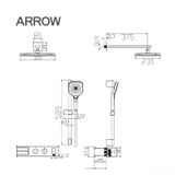 Ảnh bản vẽ kỹ thuật vòi sen âm tường nóng lạnh Arrow ARQ12H872CP