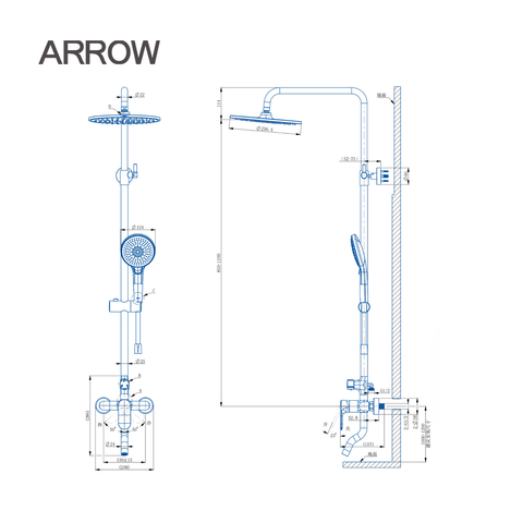 Vòi sen cây nóng lạnh Arrow AMG13S10X