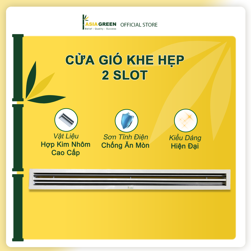 ASIA GREEN - Cửa Gió Nan 2 Slot, Điều Chỉnh Lưu Lượng Gió, Sơn Tĩnh Điện, Cửa Cấp/Hồi (Giá bao gồm VAT)
