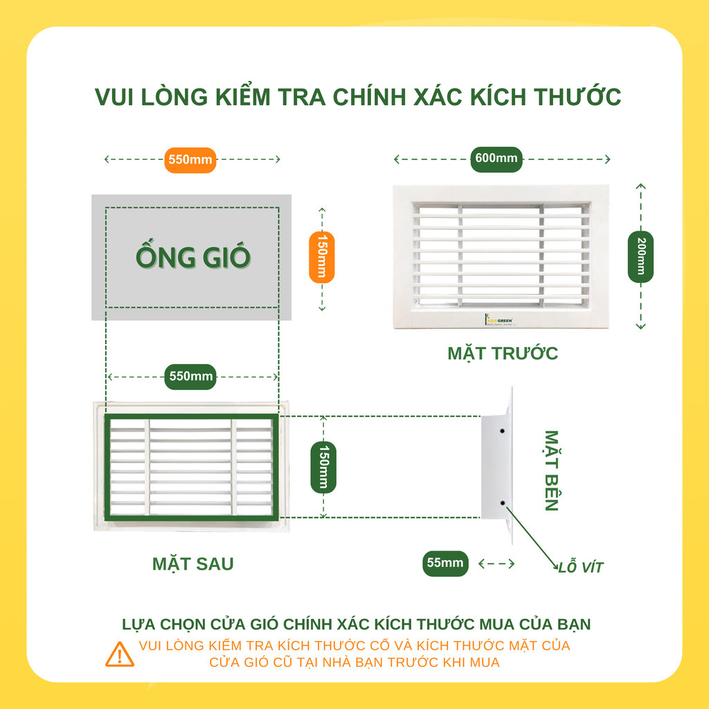 ASIA GREEN - Cửa Gió Nan T Cố Định Và T Tháo Lắp, Hợp Kim Nhôm, Cho Dự Án, Nhà Ở (Bao gồm VAT)