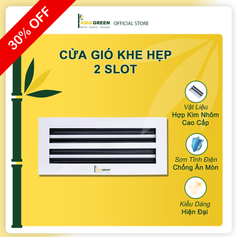 ASIA GREEN - Cửa Gió Nan 2 Slot, Điều Chỉnh Lưu Lượng Gió, Sơn Tĩnh Điện, Cửa Cấp/Hồi (Giá bao gồm VAT)