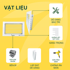 ASIA GREEN - Cửa Gió Nan Bầu Dục, Miệng Gió Nan Thẳng, Hợp Kim Nhôm Cao Cấp, Sơn Tĩnh Điện (Bao Gồm VAT)