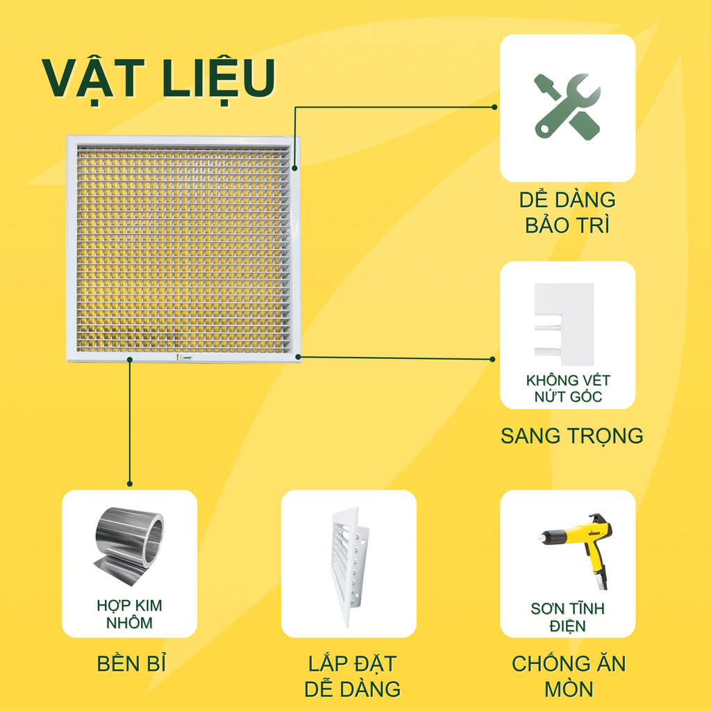 ASIA GREEN - Cửa Gió Nan Bầu Dục 2 lớp, Miệng Gió Nan Thẳng, Hợp Kim Nhôm Cao Cấp, Sơn Tĩnh Điện (Giá bao gồm VAT)