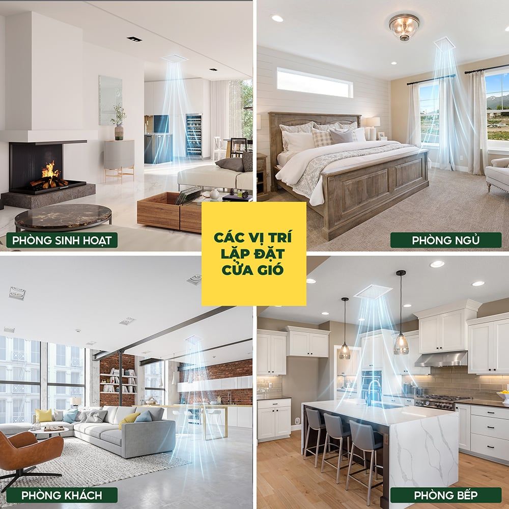 ASIA GREEN - Cửa Gió Nan Bầu Dục, Miệng Gió Nan Thẳng, Hợp Kim Nhôm Cao Cấp, Sơn Tĩnh Điện (Bao Gồm VAT)