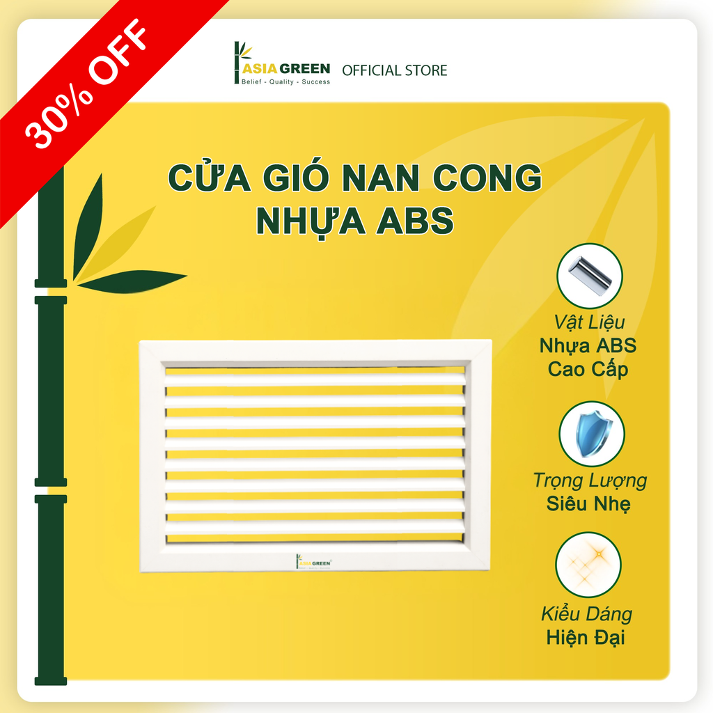 ASIA GREEN - Cửa Gió Nan Cong Nhựa ABS, Miệng Gió Cấp/Hồi, Chống Gỉ Sét, Siêu Nhẹ, Che Lỗ Ống Gió (Bao Gồm VAT)