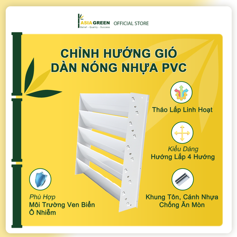 ASIA GREEN - Chuyển Hướng Gió Dàn Nóng Cánh Nhựa Bầu Dục, Khung Sắt Chắc Chắn, Tặng Kèm Vít (Giá bao gồm VAT)