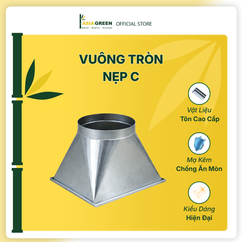 ASIA GREEN - Vuông Tròn Nẹp C, Tôn/inox Mạ Kẽm, Chống Gỉ, Độ Dày 0.58mm (Giá bao gồm VAT)