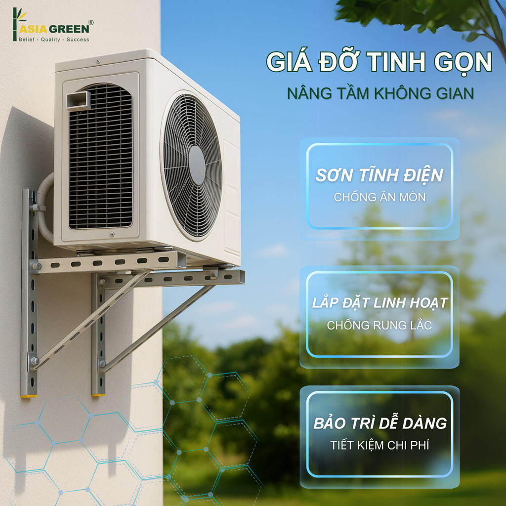 ASIA GREEN - Giá Đỡ Dàn Nóng Tháo Lắp, Chống Rung, Giảm Tiếng Ồn Dàn Nóng (Giá bao gồm VAT)