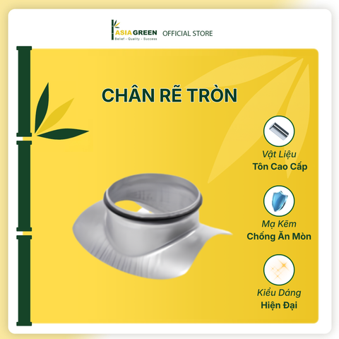 ASIA GREEN - Chân Rẽ Tròn Ống Gió Tôn Mạ Kẽm, Phụ Kiện Ống Gió HVAC (Đã Gồm VAT)