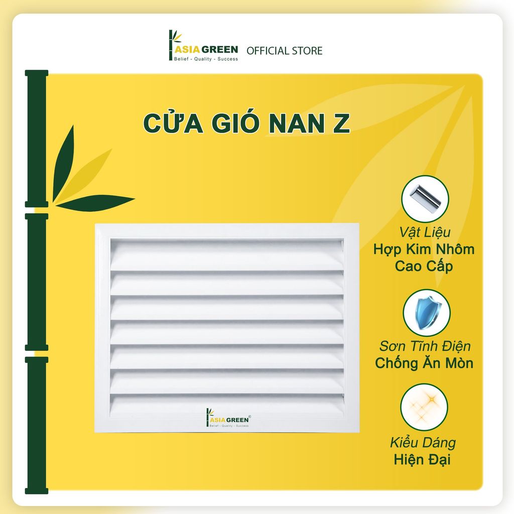 ASIA GREEN - Cửa Gió Nan Z, Kèm Lưới Chắn Côn Trùng, Ngăn Nước Mưa Và Côn Trùng, Hợp Kim Nhôm Cao Cấp (Giá bao gồm VAT)