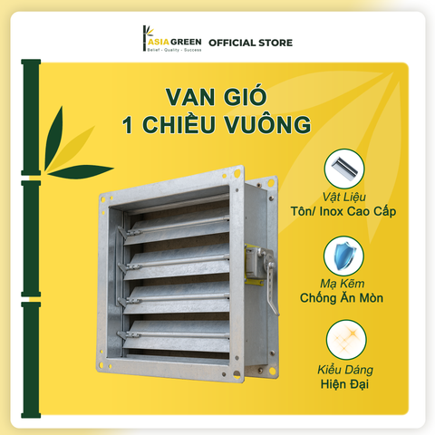 ASIA GREEN - Van Gió 1 Chiều Vuông, Chữ Nhật, Tôn Mạ Kẽm, Chống Gỉ (Giá Bao Gồm VAT)