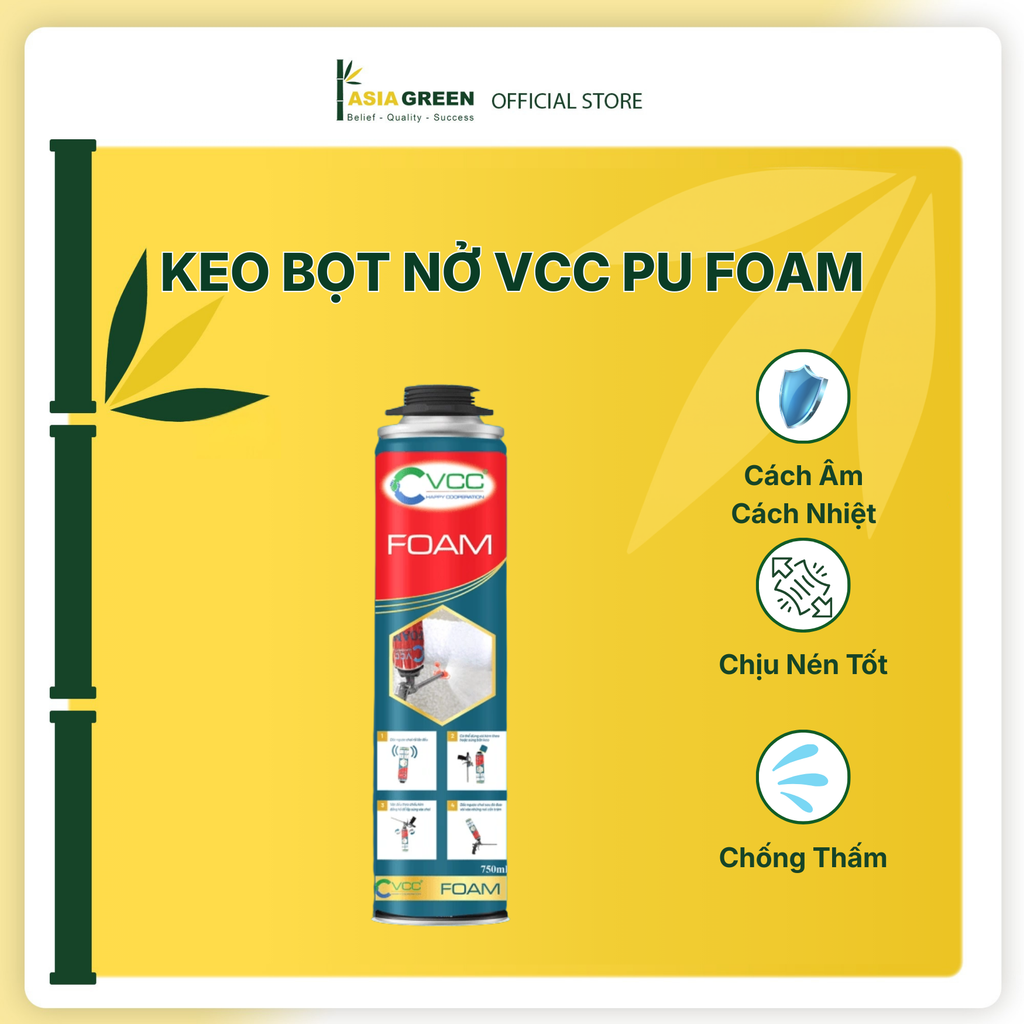 ASIA GREEN - Keo Silicone VCC A100, A500, V102, Foam B1