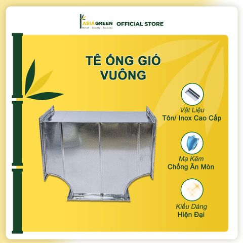 ASIA GREEN - Tê Ống Gió Vuông Nẹp C, Mạ Kẽm Chống Ăn Mòn, Độ Dày 0.58mm (Giá bao gồm VAT)