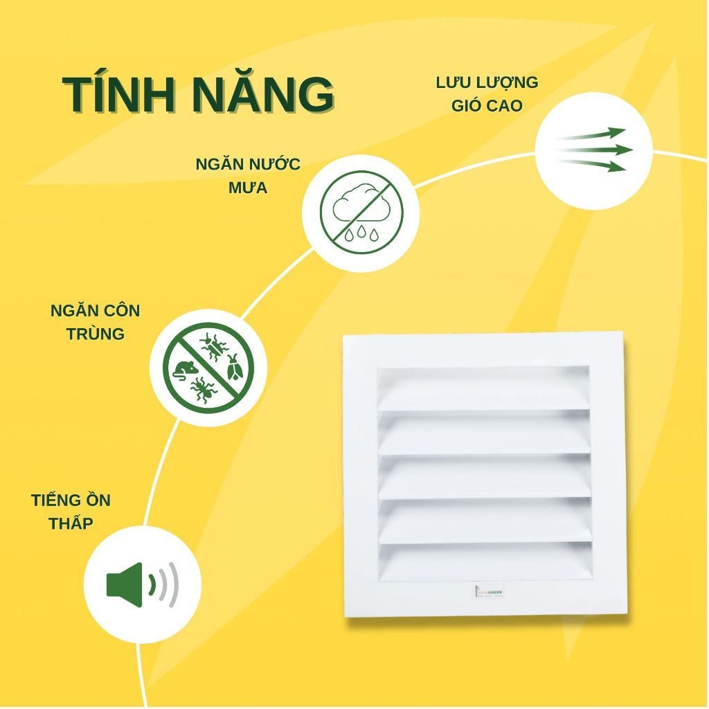 ASIA GREEN - Cửa Gió Nan Z, Kèm Lưới Chắn Côn Trùng, Ngăn Nước Mưa Và Côn Trùng, Hợp Kim Nhôm Cao Cấp (Giá bao gồm VAT)