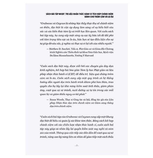  Sách Bài Tập MiCBT: Trị Liệu Nhận Thức Hành Vi Tích Hợp Chánh Niệm – Dành Cho Trầm Cảm Và Lo Âu 