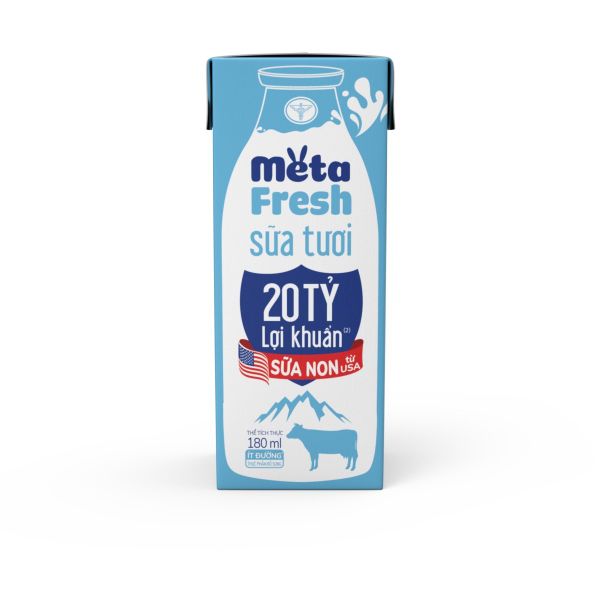 Sữa Tươi Ít Đường Meta Fresh 180ml Bổ Sung Sữa Non 20 Tỷ Lợi Khuẩn Lốc 4 Hộp